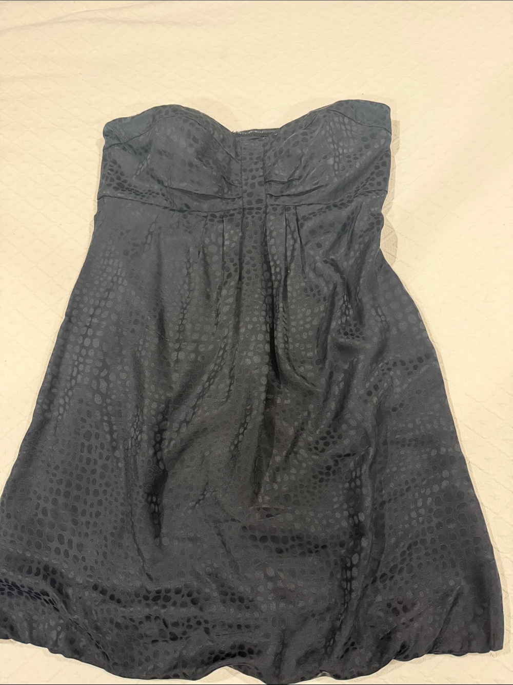 WHBM Strapless Black Textured A-Line Dress